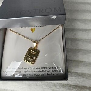 Bracha 14K Gold Filled Initial M Pendant Necklace OS Gold Monogram Minimalist‎